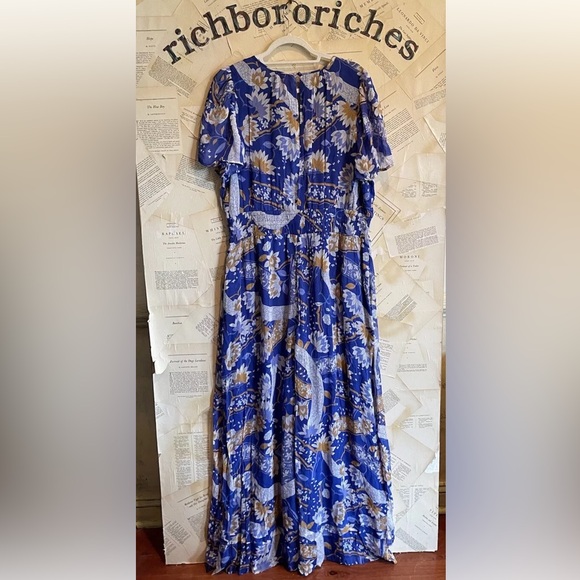 Anthropologie The Somerset Jumpsuit Chiffon Edition Floral Blue Motif - Picture 7 of 7